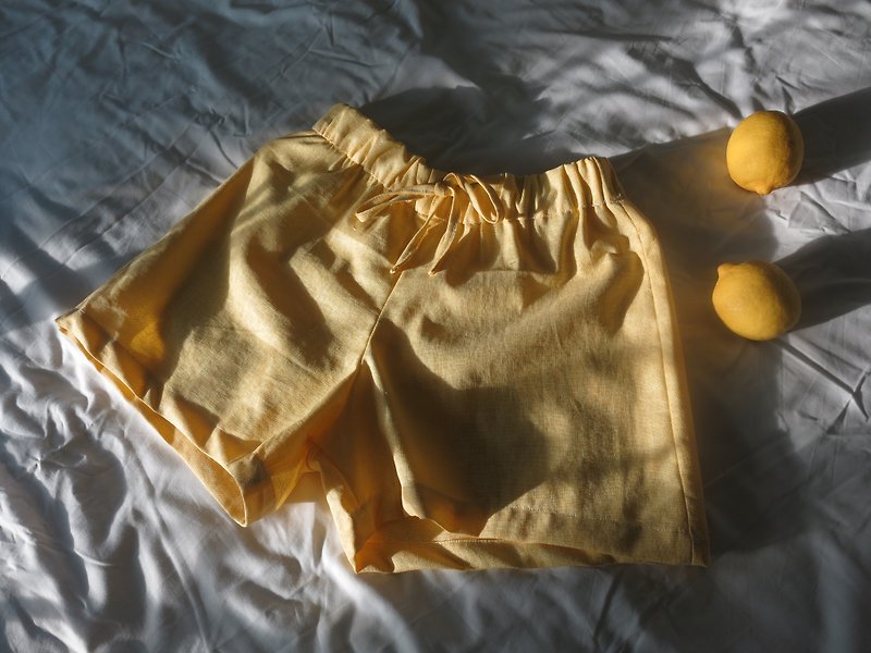Pillow Short - Lemon - 女装短裤 - 棉．麻 黄色