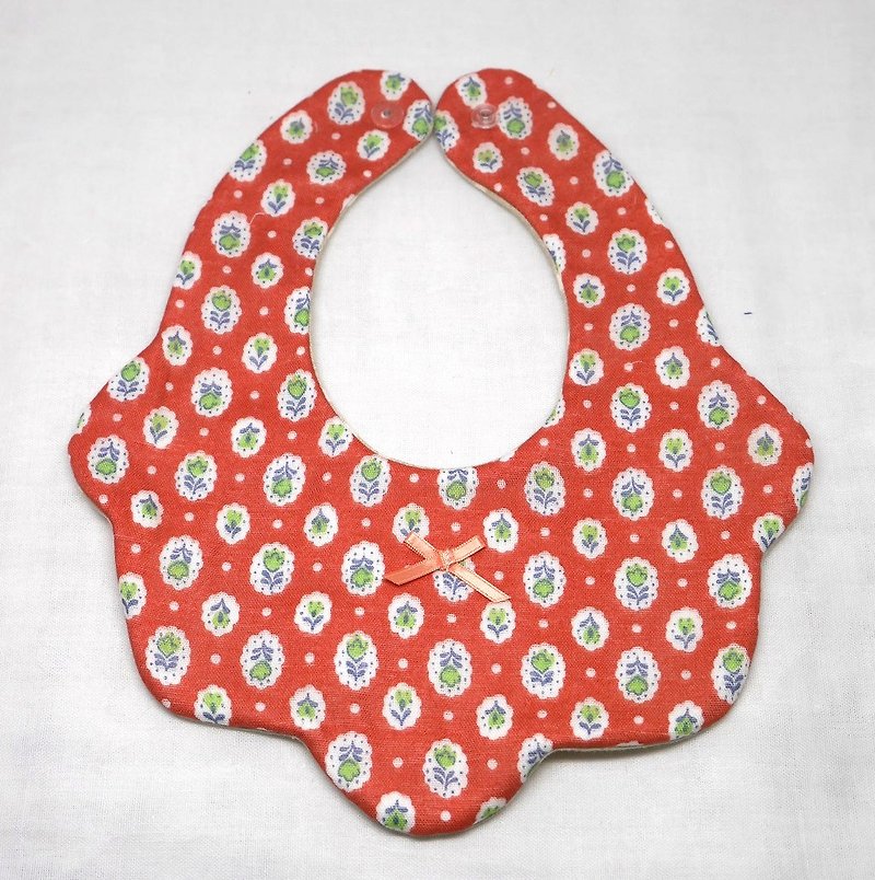 Japanese Handmade 8-layer-gauze Baby Bib - 围嘴/口水巾 - 棉．麻 橘色