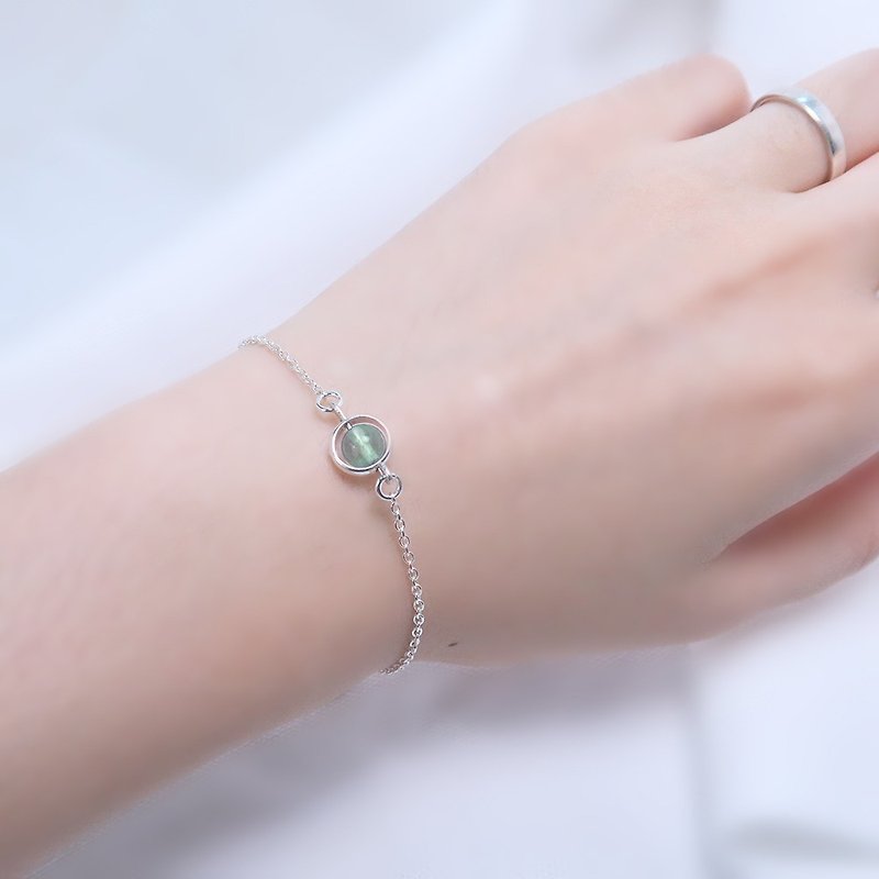 绿萤石 心象仪手链(大)-925纯银天然石手链 - 手链/手环 - 纯银 绿色