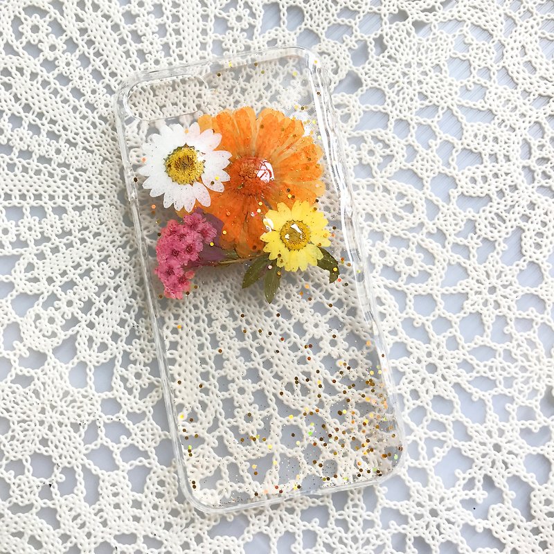 iPhone 7 手机壳 Handmade Pressed Flowers Case 押花 干燥花 橙色压花 023 - 手机壳/手机套 - 植物．花 橘色