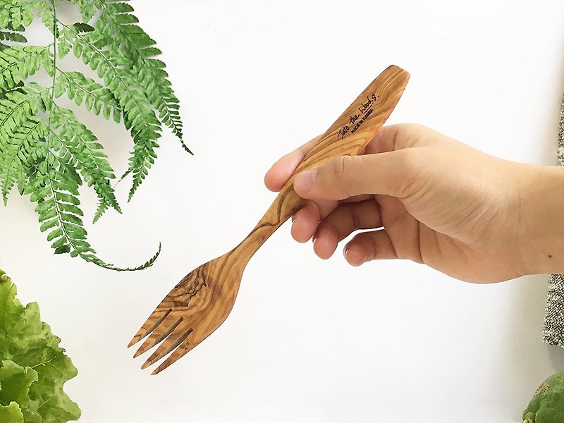 橄榄木 经典餐叉 沙拉叉 - 餐刀/叉/匙组合 - 木头 咖啡色