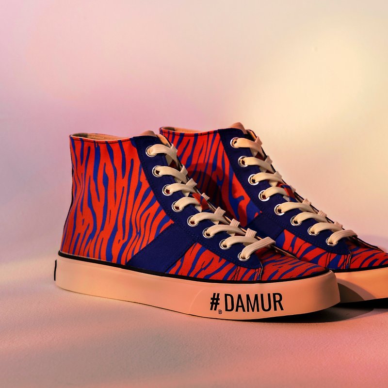 【男款】#DAMUR X ROYALELASTICS ZONE 联名高筒帆布鞋 - 男款休闲鞋 - 棉．麻 多色