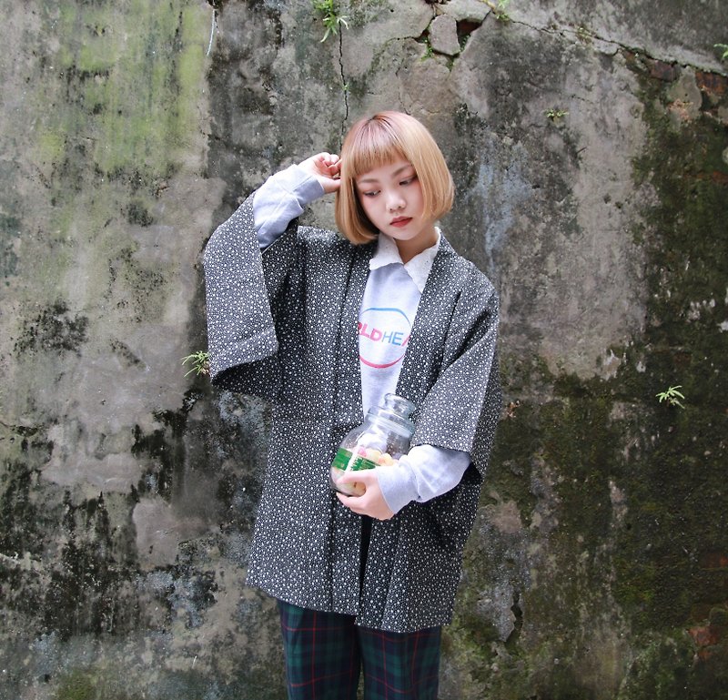 Back to Green::日本带回和服 夜空星星 vintage kimono (KC-16) - 女装休闲/机能外套 - 丝．绢 透明