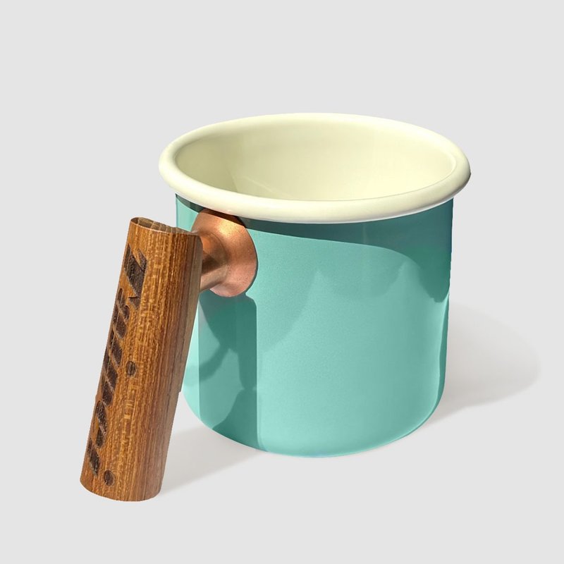 Truvii 柚木把手双色珐琅杯 露营杯 - 湖水蓝 - 杯子 - 珐琅 蓝色