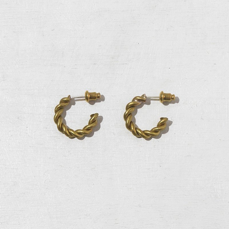 绳索麻花圈黄铜耳环 - 925纯银针 / 夹式耳环 - 耳环/耳夹 - 其他金属 金色