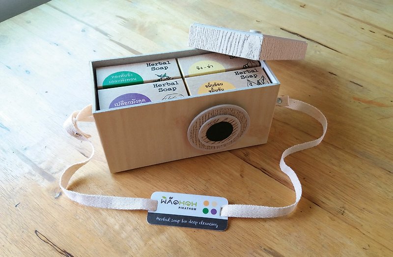 Gift Set Soap - Camera Box - Cream+Wood 1 - 肥皂/手工皂 - 纸 
