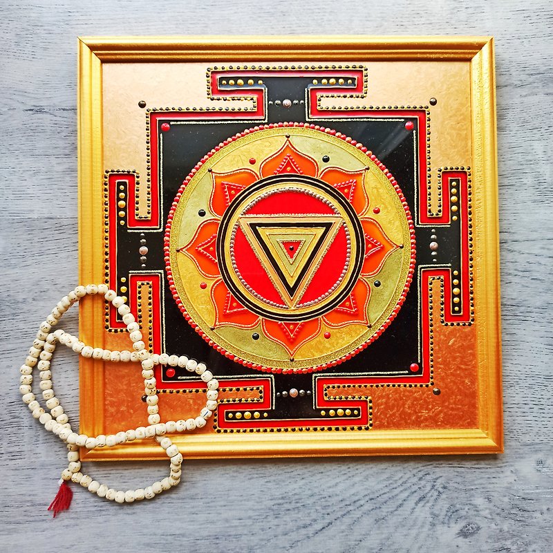 Kali Yantra吠陀占星术Jyotish Mandala Meditation Vastu Tantra - 墙贴/壁贴 - 玻璃 红色