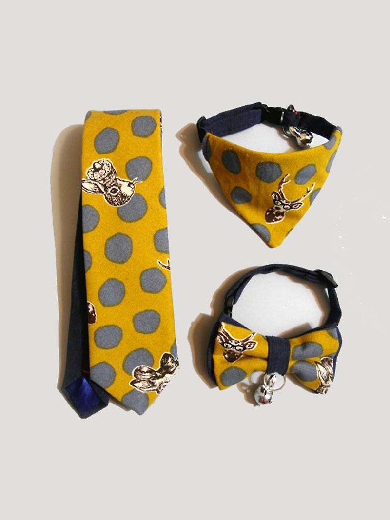 普普风动物 领带 / 宠物领结领巾  父子装 - 领带/领带夹 - 棉．麻 黄色