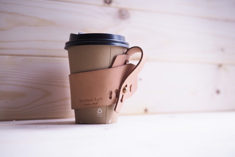 Coffee Sleeve 咖啡杯套 意大利植鞣革 可再用真皮咖啡杯套 原色 - 咖啡壶/周边 - 真皮 白色