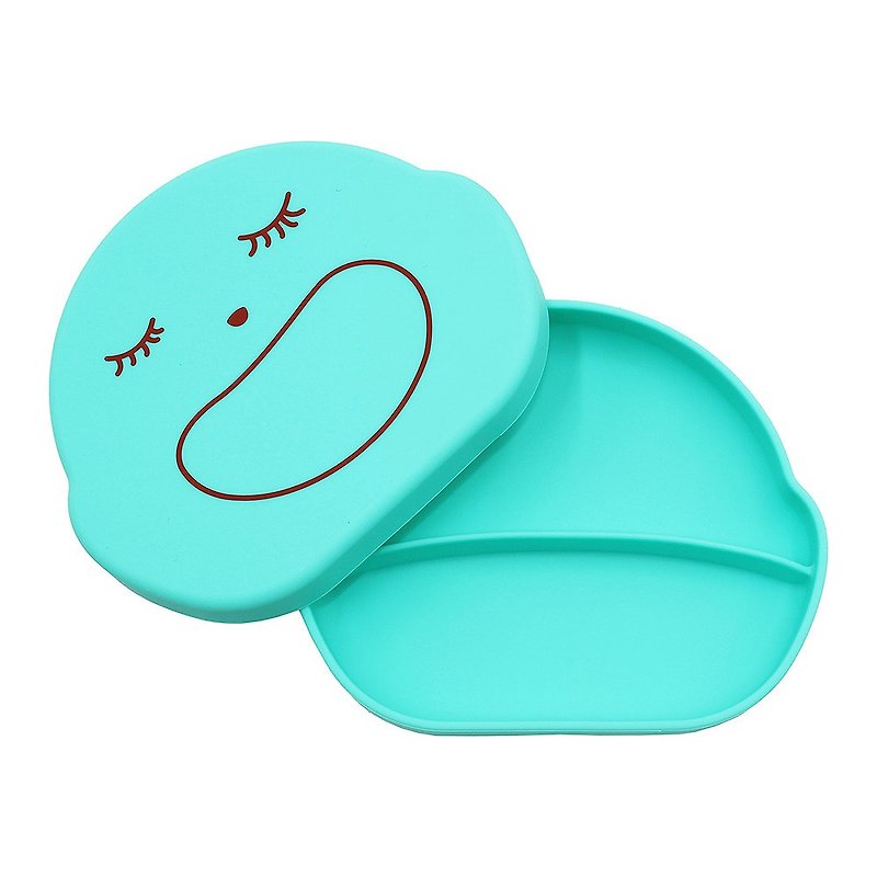 (台湾设计,制造生产)Farandole安全无毒抗菌等级硅胶盒-笑脸-蓝绿 - 儿童餐具/餐盘 - 硅胶 多色