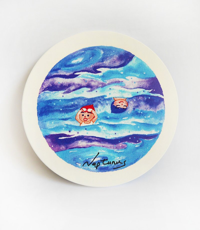 Neptunus | 海王星 take a break | 陶瓷吸水杯垫coaster - 杯垫 - 纸 蓝色