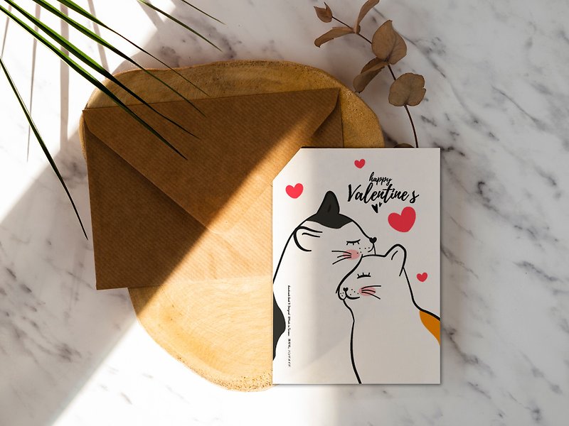 洛可可草莓 WELKIN 幸福情人节系列_手工明信片-情侣猫咪 - 卡片/明信片 - 纸 