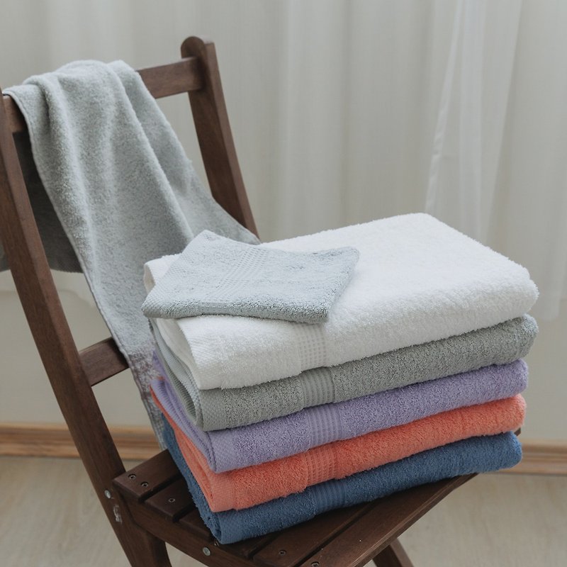 【Morino】有机棉欧系缎条方毛浴巾礼盒 - 毛巾浴巾 - 棉．麻 