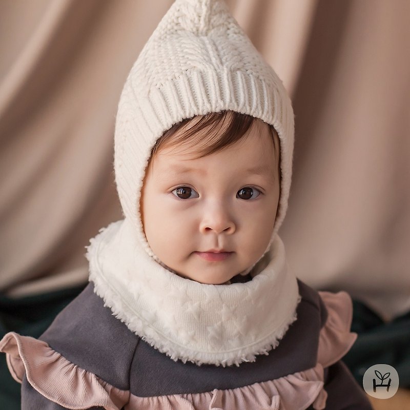 Happy Prince 韩国制 Julie星星保暖婴儿童围脖围巾围兜 - 围嘴/口水巾 - 棉．麻 白色