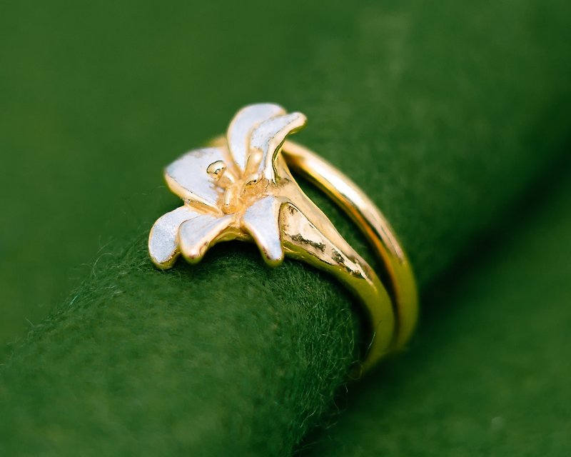 Classic Lily Flower ring - Free size - Gold and silver ring - Adjustable size - 戒指 - 其他金属 金色