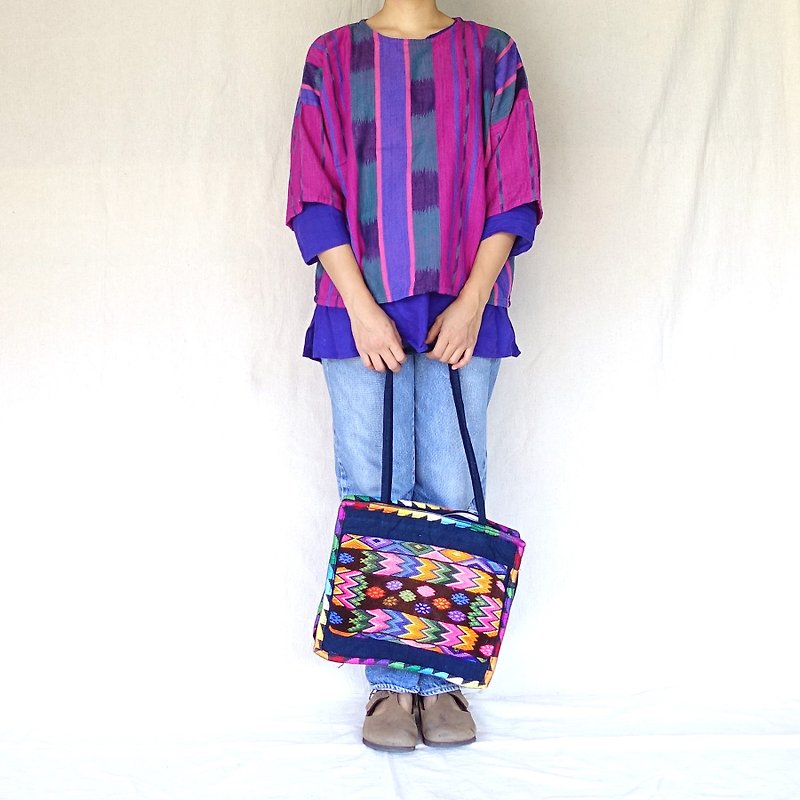BajuTua /古着/ 80's 危地马拉织布休闲上衣 - 女装上衣 - 棉．麻 紫色