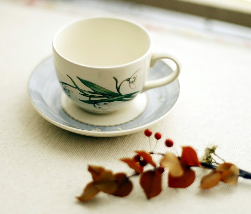 【好日恋物】英国VINTAGE/WEDGWOOD/SARAH'S GARDEN SNOWDROP下午茶杯盘组 - 茶具/茶杯 - 其他材质 白色