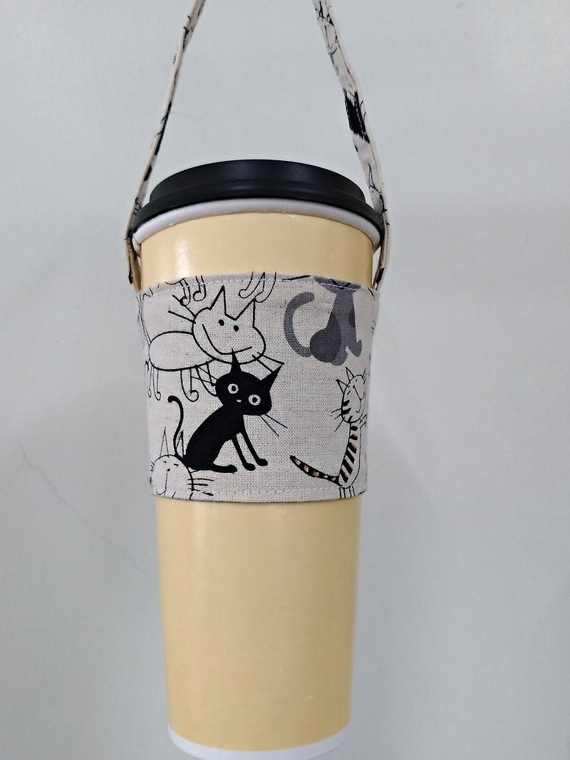 饮料杯套 环保杯套 手摇饮料袋 咖啡袋 手提袋-咪咪咪(米底) - 随行杯提袋/水壶袋 - 棉．麻 