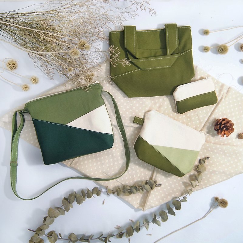 圣诞节礼物抹茶包包大福袋礼物盒 - 手提包/手提袋 - 棉．麻 绿色