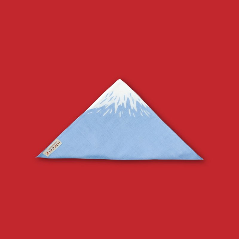 日本富士山四重纱手作小方巾 手帕 幸运物 交换礼物 - 手帕/方巾 - 棉．麻 蓝色