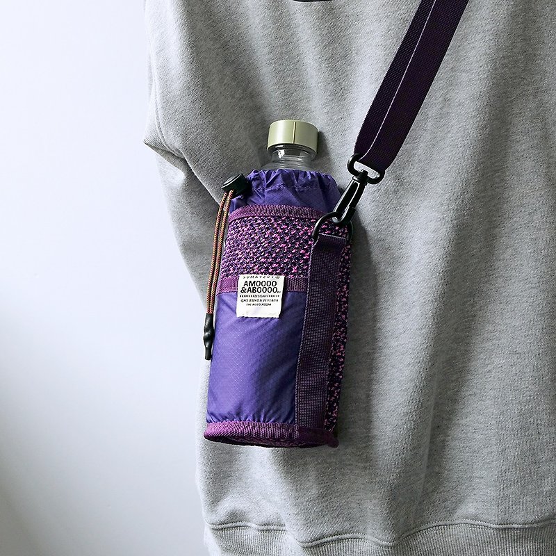 多功能保溫杯套 可斜挎手提便攜防摔水壶套 速干水杯套 飽和紫色 - 侧背包/斜挎包 - 聚酯纤维 紫色