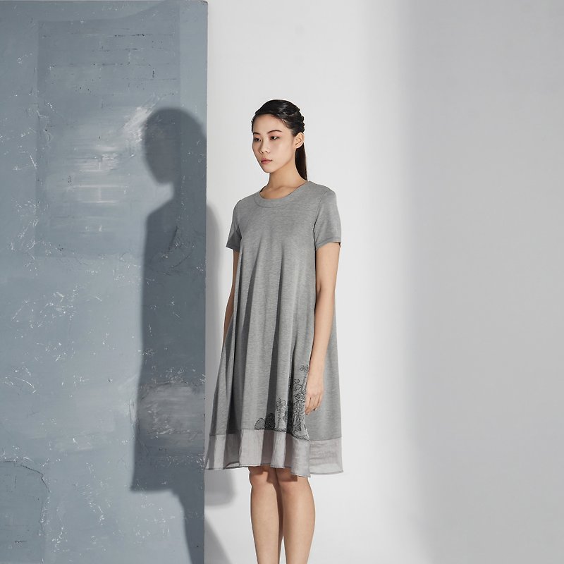 【现货】麻灰连身裙  - 洋装/连衣裙 - 棉．麻 灰色
