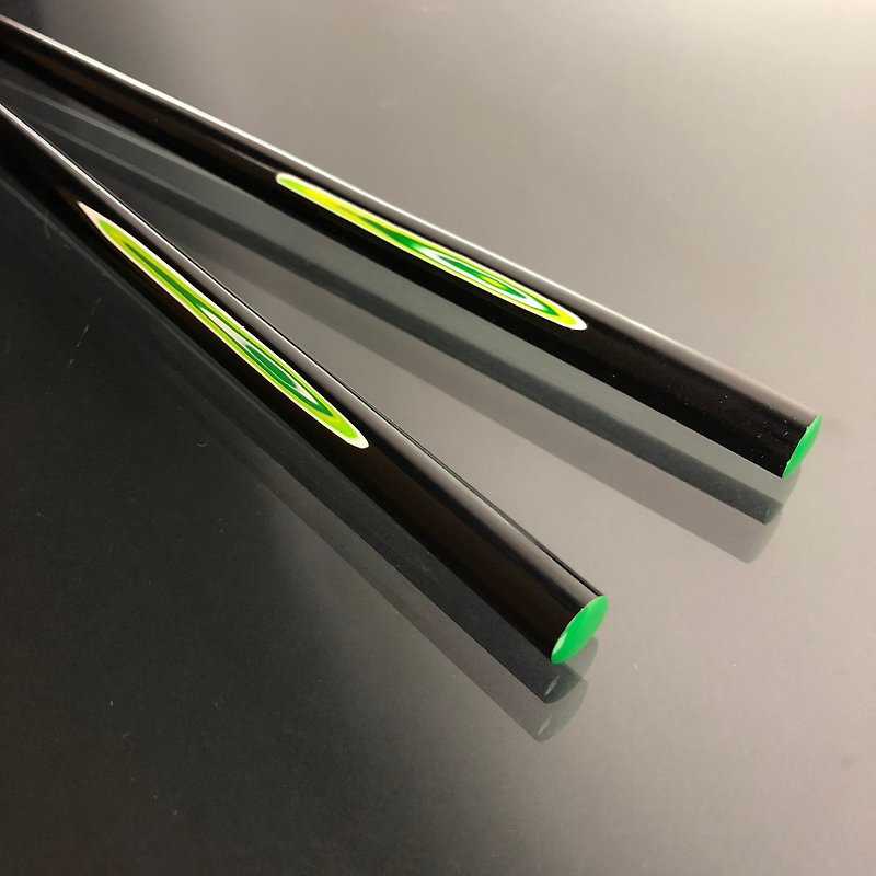 手工漆器筷子 线条 (黄绿色/一生一筷) - 筷子/筷架 - 木头 绿色