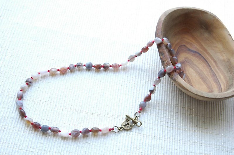 しま瑪瑙のネックレス（赤） - 项链 - 宝石 