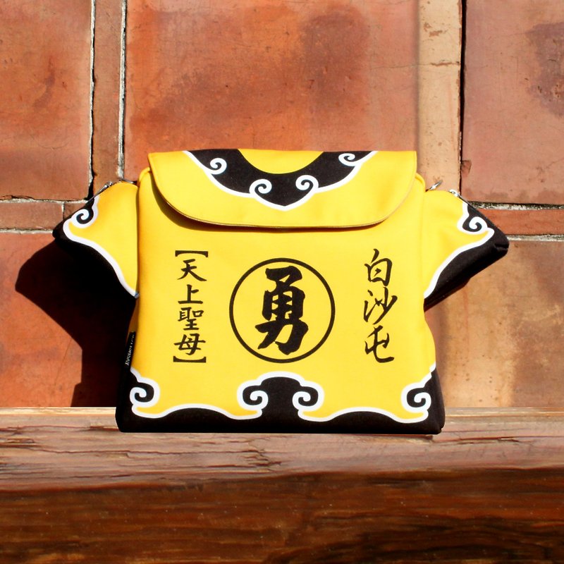 【 勇 】系列白沙屯轿班衣妈祖包 (大) - 侧背包/斜挎包 - 聚酯纤维 黄色