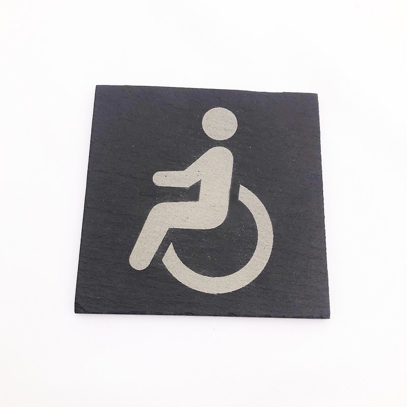 无障碍标示牌 残障标示牌 公共设施标示牌 厕所指示牌 化妆室挂牌 - 墙贴/壁贴 - 石头 黑色