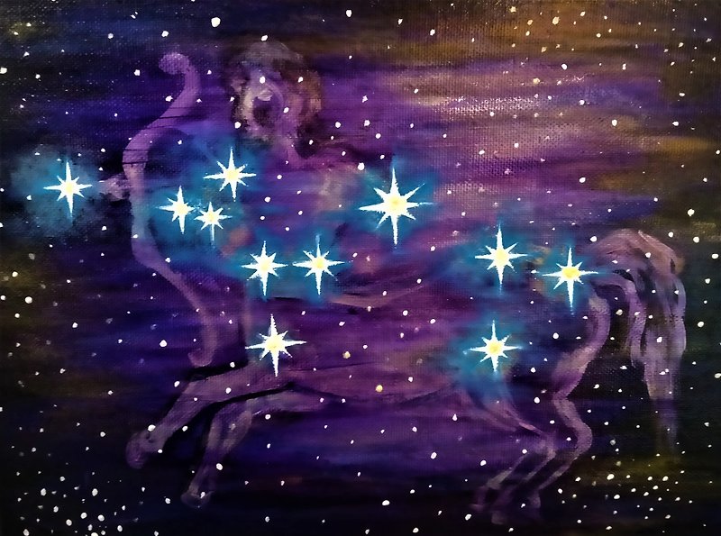 Saggitarius constellation Original acylic painting on canvas - 海报/装饰画/版画 - 其他材质 多色