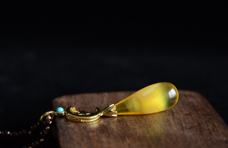 【永恒】Amber天然琥珀浪漫文艺项链 - 项链 - 半宝石 黄色