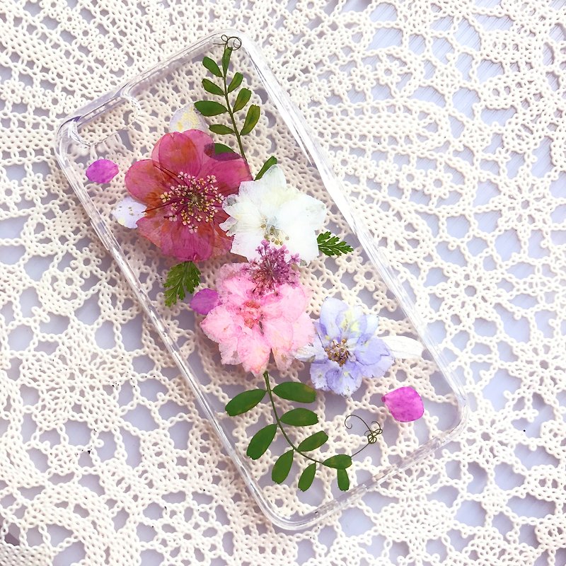 iPhone 7 手机壳 Dry Pressed Flowers Case 押花 干燥花 叶子 粉红压花 012 - 手机壳/手机套 - 植物．花 多色