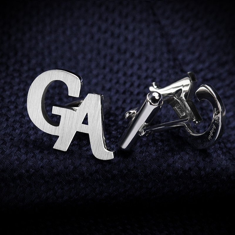 Personalised Cufflinks initials - Custom Monogram cufflinks with any letters - 袖扣 - 其他金属 银色