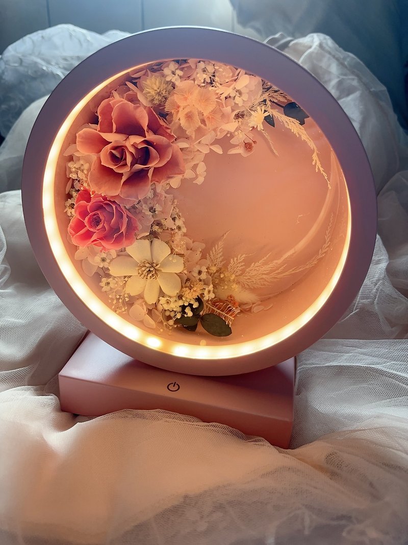 粉色月牙弯 圆形桌灯/蓝牙音响/无线充电 二合一/三合一功能选择 - 干燥花/捧花 - 植物．花 粉红色