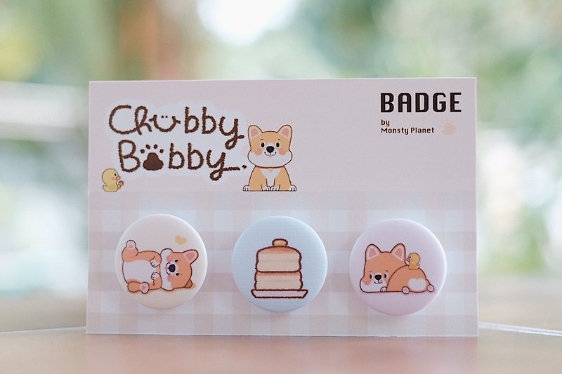 Badge Set : Chubby Bobby - 胸针 - 塑料 黄色