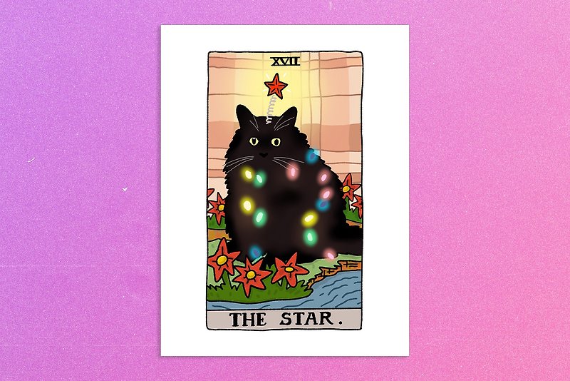 The Star Black Cursed Cat Meme Tarot Art Poster - 海报/装饰画/版画 - 纸 