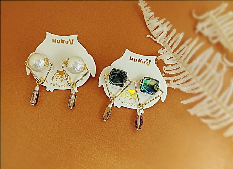 HUKUROU复古几何三角耳环 - 耳环/耳夹 - 其他金属 多色