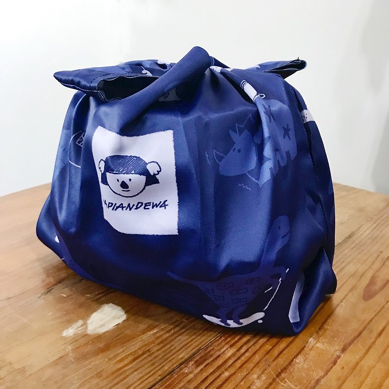 恐龙 x 食物 可收纳式购物袋 - 手提包/手提袋 - 塑料 蓝色
