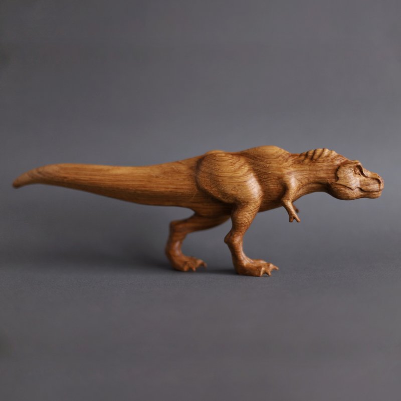 木制恐龙霸王龙，木制手工雕刻雕像霸王龙 - 摆饰 - 木头 多色