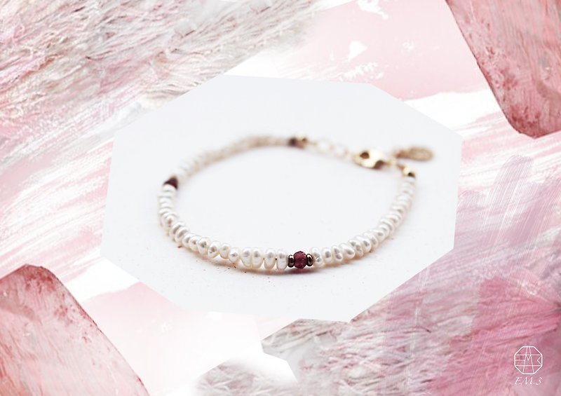 1月诞生石-Garnet红石榴珍珠系列手链 - 手链/手环 - 宝石 红色