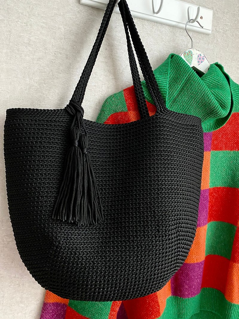 Crochet Tote Bag, Large Crochet Bag, Reusable Grocery Bag, Beach Bag Crocheted - 手提包/手提袋 - 聚酯纤维 多色
