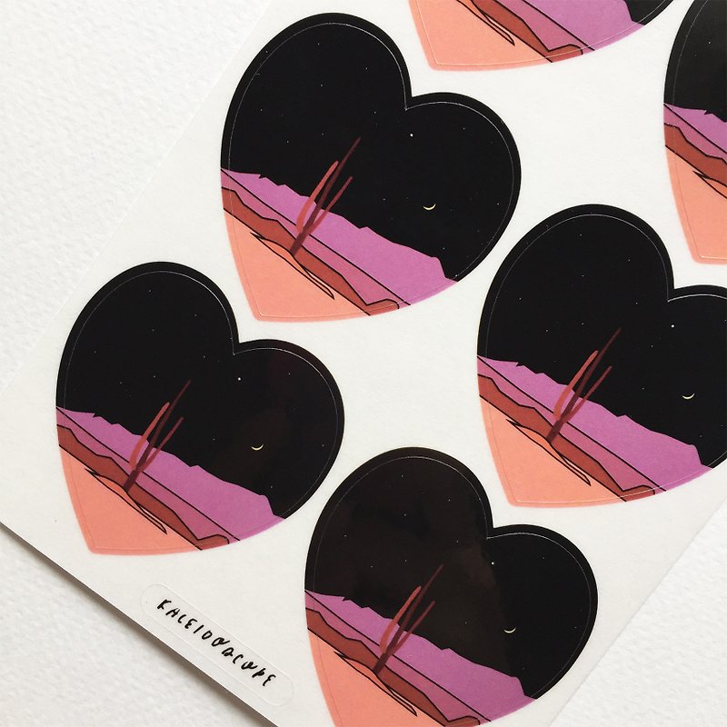 Landscape Vinyl Sticker - Arizona Cactus & Moon ::  WILD  AT  HEART  COLLECTION - 贴纸 - 防水材质 紫色