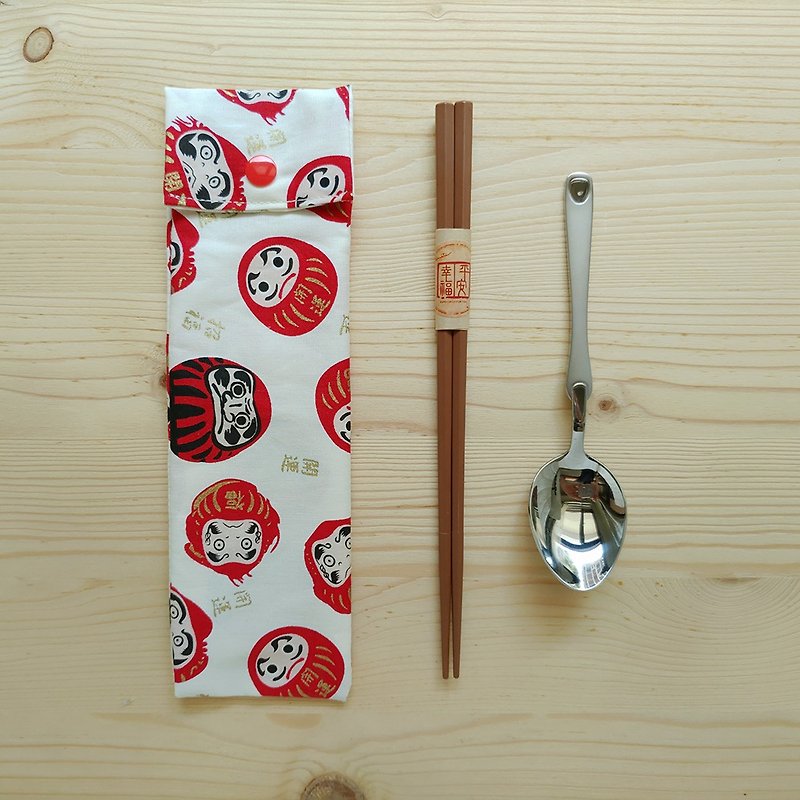 B09环保餐具组三件式 - 筷子/筷架 - 棉．麻 红色