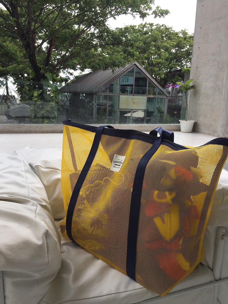 新款黄色拉链网袋/健身包/杂货袋/沙滩包 L 号 - 手提包/手提袋 - 其他材质 黄色