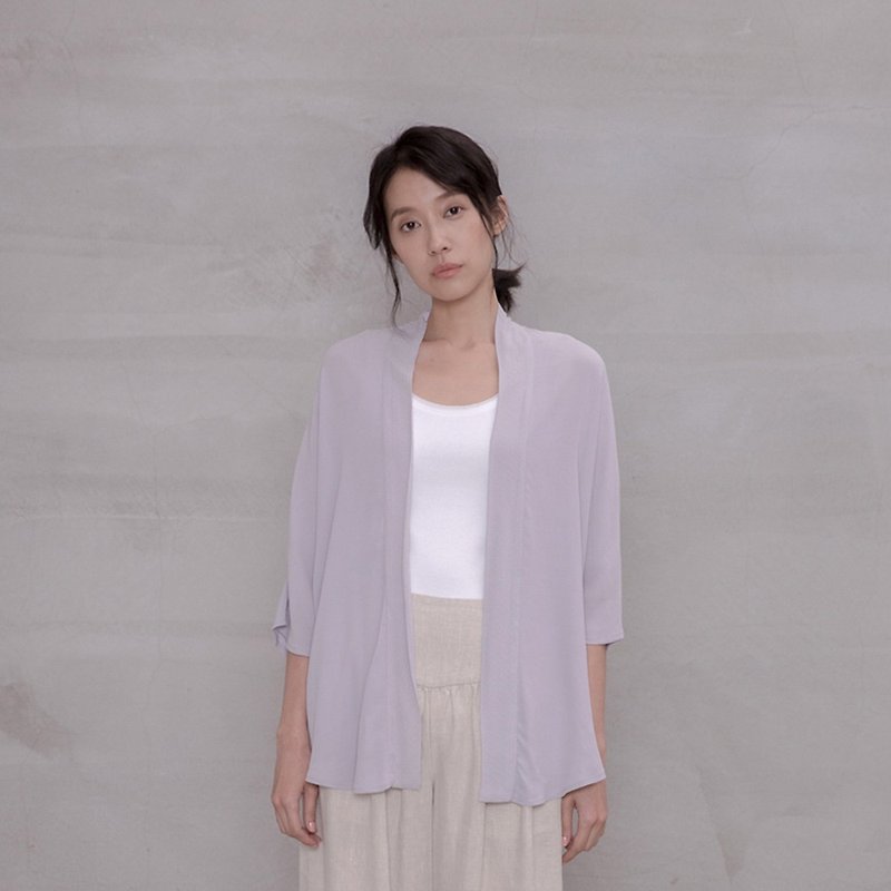 悠然漫步和服式罩衫 Cozy Stroll Kimono Jacket - 女装休闲/机能外套 - 聚酯纤维 灰色