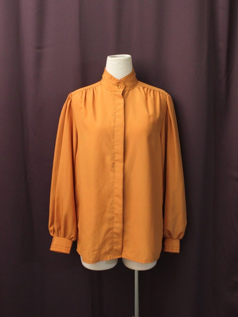 复古欧洲简约橘色长袖古着衬衫 Vintage Blouse - 女装衬衫 - 聚酯纤维 橘色