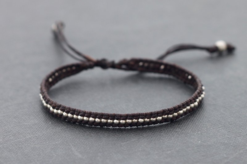 棕色简单编织手链中性可调节的时髦打结 - 手链/手环 - 棉．麻 咖啡色