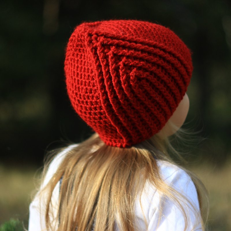 CROCHET PATTERN/How to make The Little Red hat/Toddler, Child and Adult sizes - 编织/刺绣/羊毛毡/裁缝 - 其他材质 红色