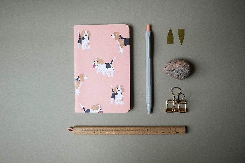 Beagle Pocket Notebook, Pink Notebook, Pocket Notebook, Small Notebook, Handmade Notebook, Dog Notebook, Notepad - 笔记本/手帐 - 纸 粉红色